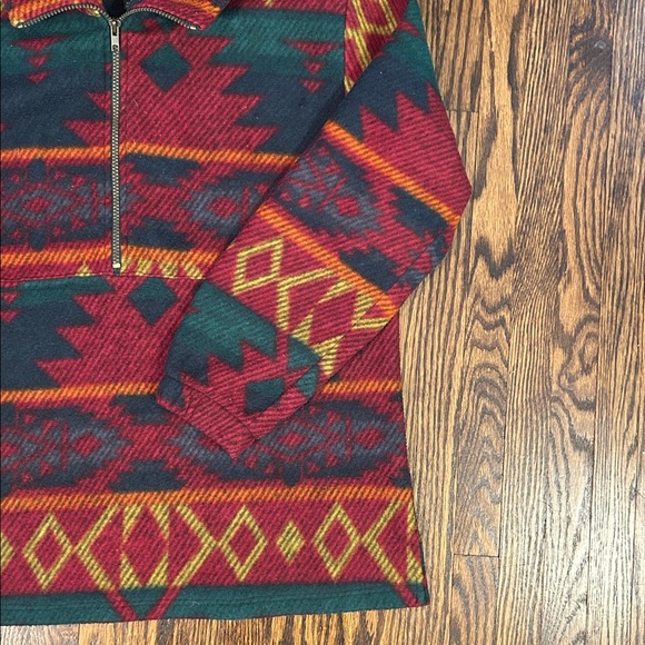 Vintage 90s Aztec Patterned Fleece Half Zip Sweater - Picture 4 of 7